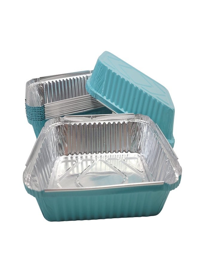 KitchenDance.com KitchenDance Colored Shallow Take Out Pans with Board Lid - 1.5 Pounds Food Storage Aluminum Foil Baking Pan - Aluminum Pans Perfect for Cooking, Freezing, Preparing Food, 6417L (Blue, 50) - Image 5